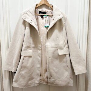 Vince Camuto Women's Full Zip Jacket Coat Mid-Length Size XL Cream Stylish (NEW)